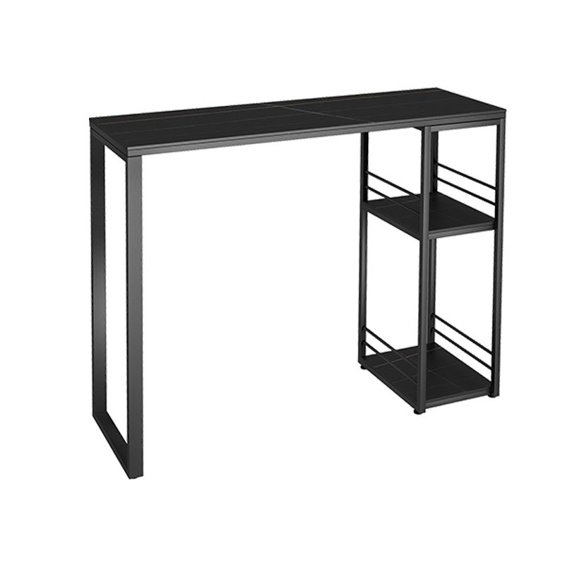 Industrial Iron Bar Dining Table Stone Top Rectangle Indoor Bistro Table with Shelf Clearhalo 'Bar Furniture' 'Bar Tables' 'bar_tables' 'furn' 'furn_bar_tables' 'Furniture' 'furniture_bar_tables' 'Kitchen & Dining Furniture' 1200x1200_06e7e477-8ec6-41b3-a5d1-e5186da799b8