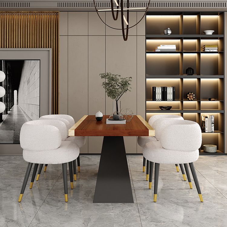 Modern Style Dining Table Solid Wood Rectangle Table with Black Base Clearhalo 'Dining Tables & Seating' 'Dining Tables' 'dining_table' 'furn' 'furn_dining_table' 'Furniture' 'Kitchen & Dining Furniture' 1200x1200_06e842ae-2611-4c08-95e4-8344a5c32930