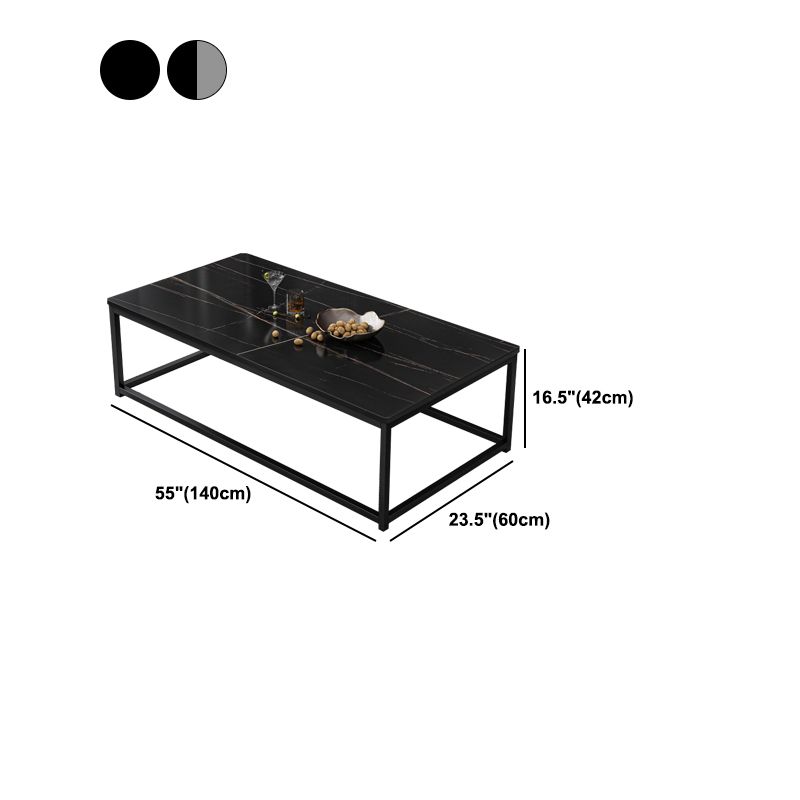 16.5 "H Moderne rechthoekige houten salontafel stalen frame accenttafel