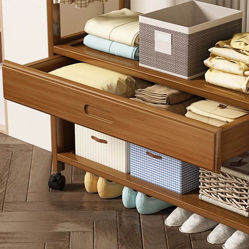 Colgador de madera estilo moderno estilo de pelaje para el suelo minimalista con polea