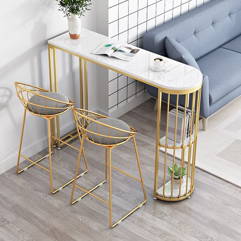 Glam Stone Bar Table Metal Base Storage Table for Living Room Clearhalo 'Bar Furniture' 'Bar Tables' 'bar_tables' 'furn' 'furn_bar_tables' 'Furniture' 'Kitchen & Dining Furniture' 1200x1200_06eb2ae4-94b0-490f-a8fe-5673635f954b