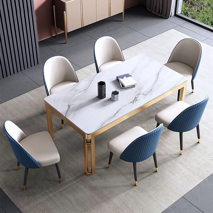Traditional Luxury Dining Table Rectangle Sintered Stone 4 Legs Table with Gold Frame Clearhalo ' dining_table' 'Dining Tables & Seating' 'Dining Tables' 'furn' 'furn_dining_table' 'Furniture' 'furniture_dining_table' 'Kitchen & Dining Furniture' 'kitchen&dining_furn' 'kitchen' 'kitchen_dining_table' 1200x1200_06eb4181-94eb-4e8a-9872-50ff87b7d441