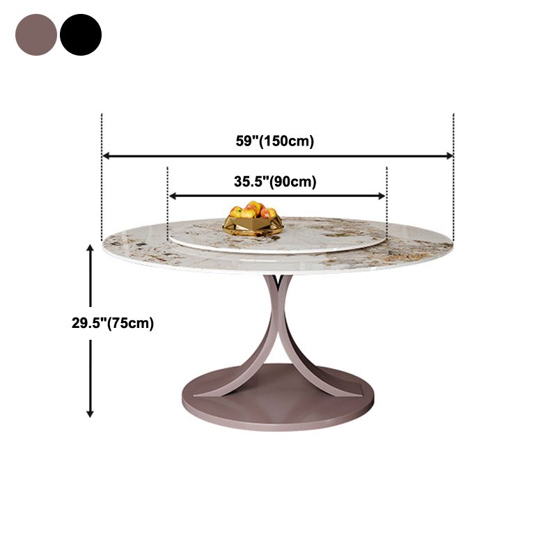 Round Sintered Stone Dining Table Modern Convertible Furniture with Pedestal Base Clearhalo 'Dining Tables & Seating' 'Dining Tables' 'dining_table' 'furn' 'furn_dining_table' 'Furniture' 'Kitchen & Dining Furniture' 1200x1200_06eef585-3987-45bf-8c5a-fea3642d1d74
