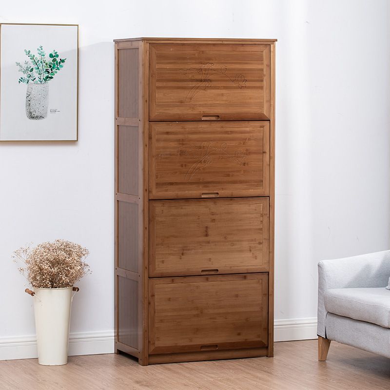 Cabinet d'accent brun moderne du milieu du siècle avec portes en bois massif