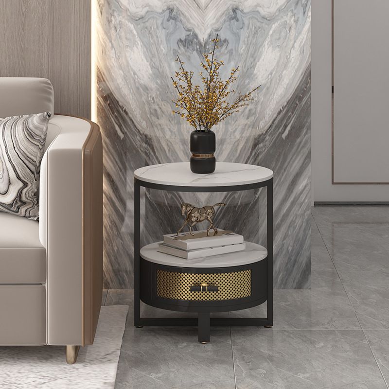 Stone Modern Bed Nightstand 1 Shelf Open Storage Night Table Clearhalo 'Bedroom Furniture' 'furn' 'furn_night_stand' 'Furniture' 'night_stand' 'Nightstands' 1200x1200_06f15a06-c609-4681-9286-9761a9481cf9