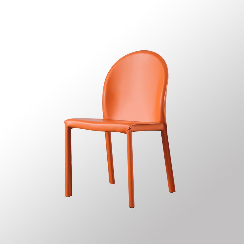Orange and Green Dining Chairs Modern Faux Leather Armless Dining Side Chair