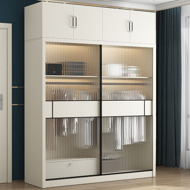 Armoire blanche moderne avec portes en verre armoire à chambre avec portes coulissantes