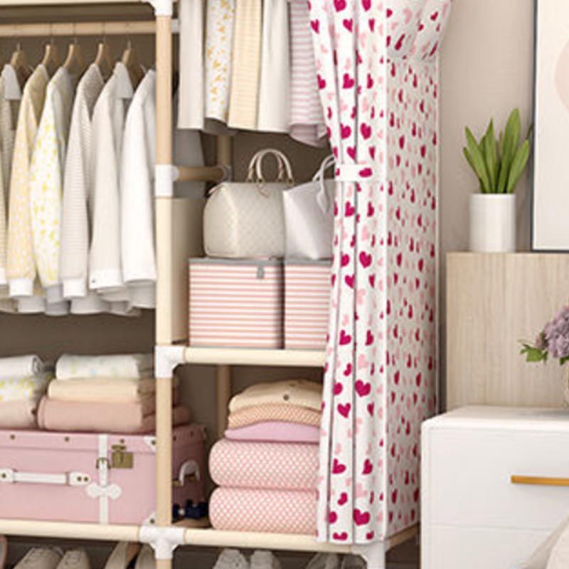 Armario de estilo moderno con varilla de tela Armario de dormitorio de madera maciza