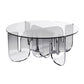 Contemporary Round Coffee Table with Glass Top and Acrylic Cross Base Clearhalo 'Coffee & Accent Tables' 'Coffee Tables' 'coffee_tables' 'furn' 'furn_coffee_tables' 'Furniture' 'Living Room Furniture' 1200x1200_06f7076c-e3c1-4083-b561-a42ecdc55b96