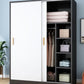 Wood Frame Wardrobe Freestanding Wardrobe Armoire with Shelves and Clothes Rail