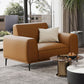 Tan Genuine Leather Sectional/Sofa Square Arm Sectional for Apartment