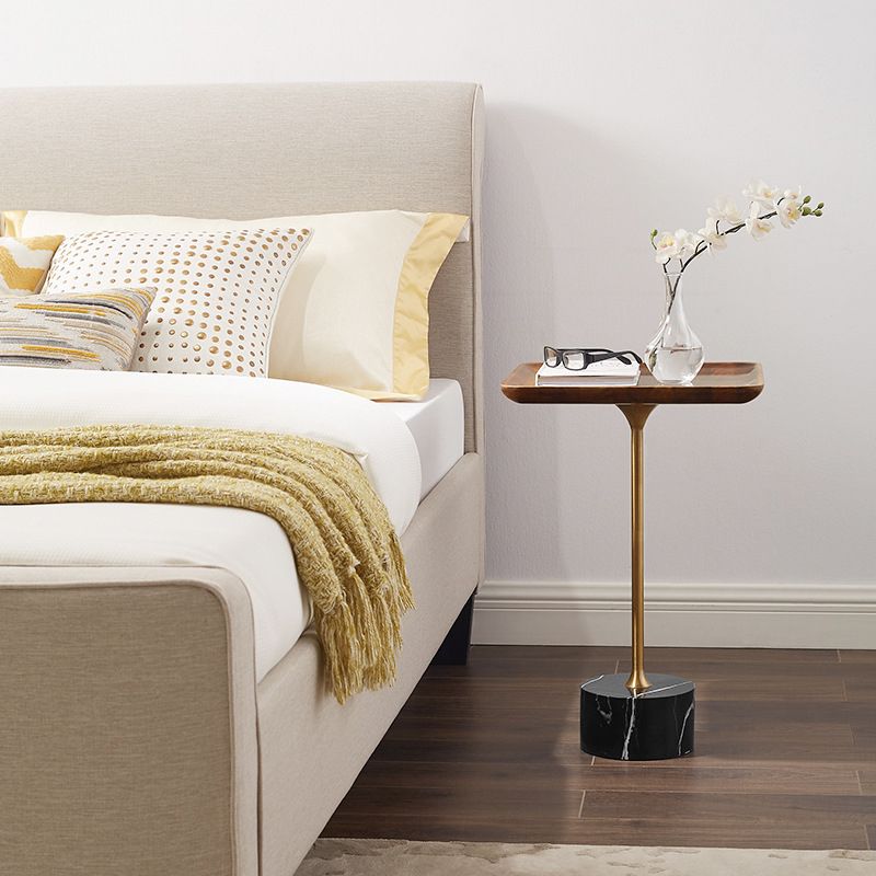 Modern Slate Pedestal Wooden Round/Square Tray Top End Table