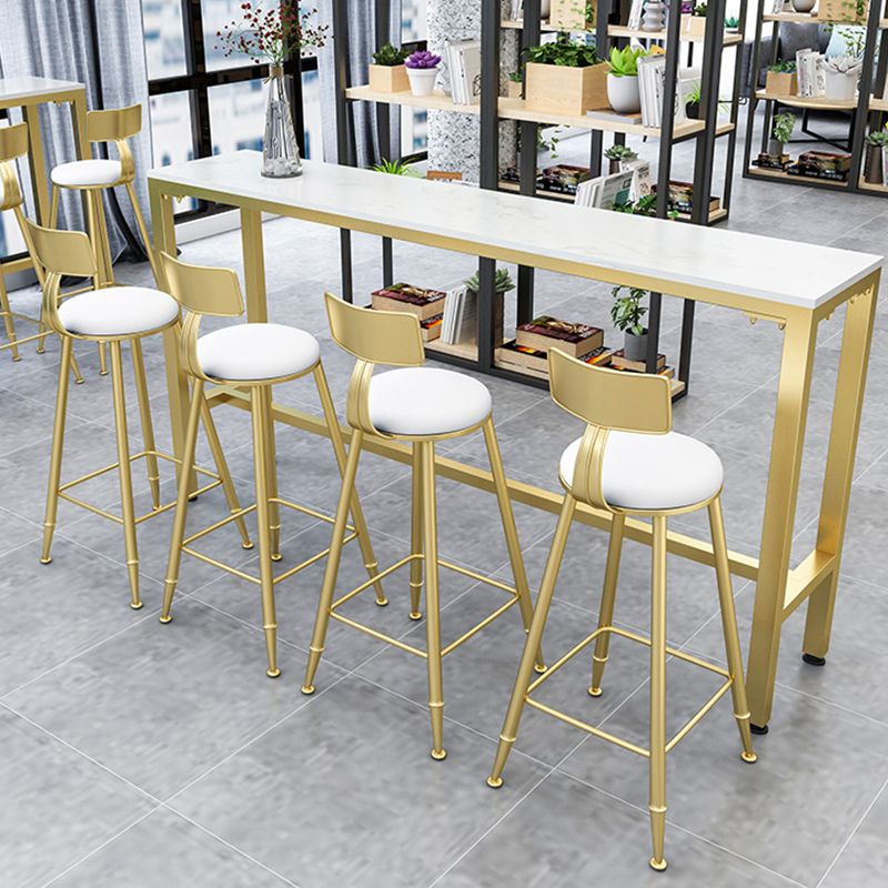 White Faux Marble Table Modern Style Bistro Table for Patio Use