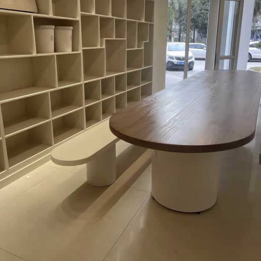 Modern Oval Dining Table Solid Wood Table with Double Pedestal Base Clearhalo ' dining_table' 'Dining Tables & Seating' 'Dining Tables' 'furn' 'furn_dining_table' 'Furniture' 'furniture_dining_table' 'Kitchen & Dining Furniture' 'kitchen&dining_furn' 'kitchen' 'kitchen_dining_table' 1200x1200_06febba7-4b76-444e-be42-37a9eeed0866