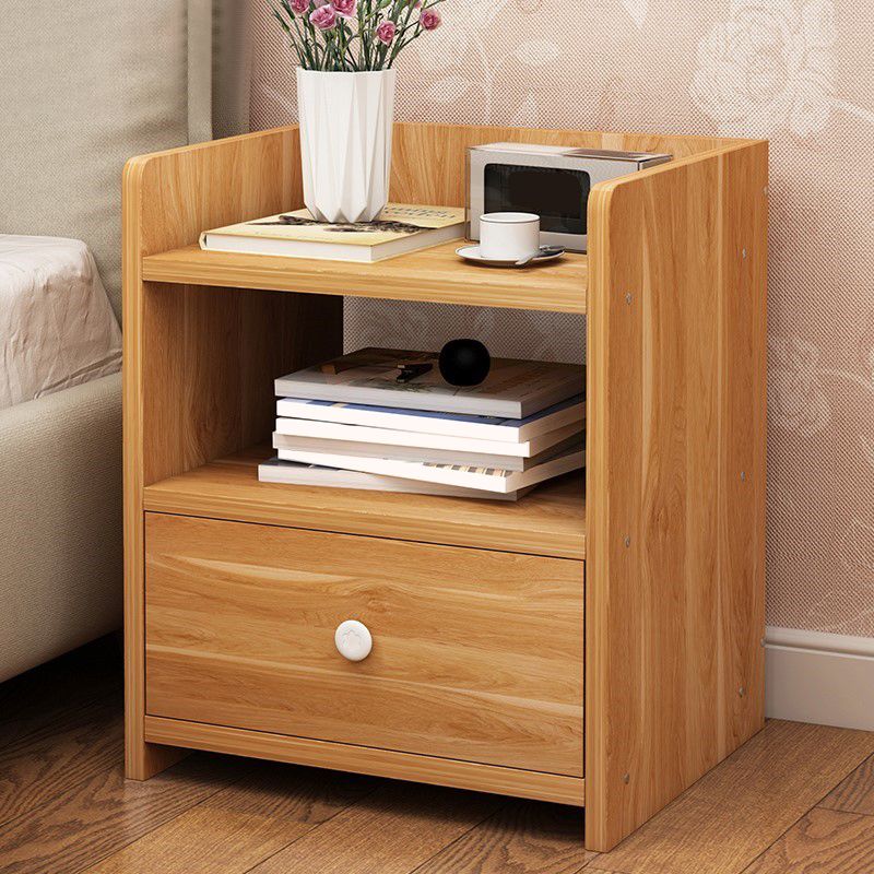 Imitation moderne Wood Nightstand Drawer Storage Open Rangement Table de nuit