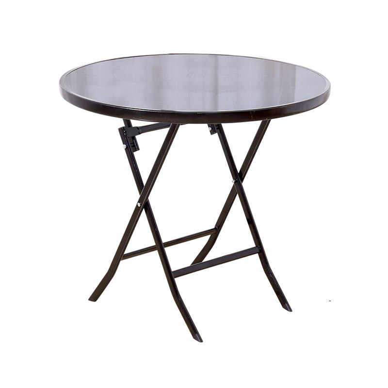 Modern Style Glass Dining Room Dinner Kitchen Table Round Table with Black Frame Clearhalo ' dining_table' 'Dining Tables & Seating' 'Dining Tables' 'furn' 'furn_dining_table' 'Furniture' 'furniture_dining_table' 'Kitchen & Dining Furniture' 'kitchen&dining_furn' 'kitchen' 'kitchen_dining_table' 1200x1200_0701387b-0a9d-4674-8b9d-b1940be5e316