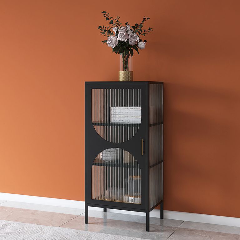 Living Room Minimalism Kitchen Server Glass Door Metal Frame Dining Server Clearhalo 'buffet_sideboard' 'Buffets & Sideboards' 'furn' 'furn_buffet_sideboard' 'Furniture' 'Kitchen & Dining Furniture' 1200x1200_0702d579-f786-4d3a-b355-9109ffc8342a