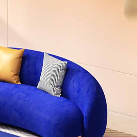 Curved Loveseat Solid Color Sloped Arms Stain Resistant for Living Room