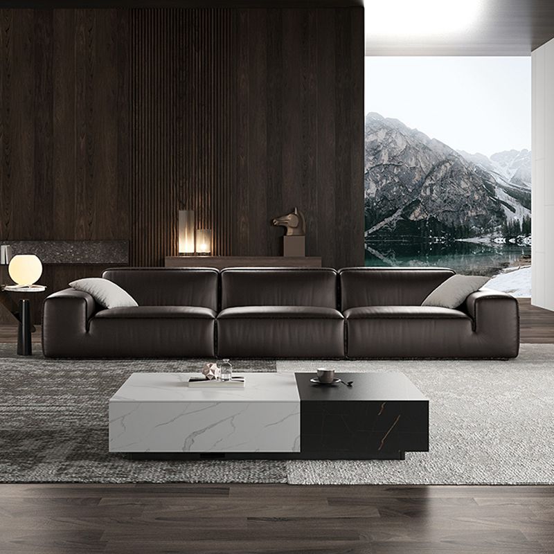 Black Genuine Leather Sectionals 30.7" H Square Arm Sectional Sofa Set Clearhalo 'furn' 'furn_sectionals' 'Furniture' 'Living Room Furniture' 'Sectionals' 1200x1200_070875c7-f34c-446c-8946-458f3a99046f