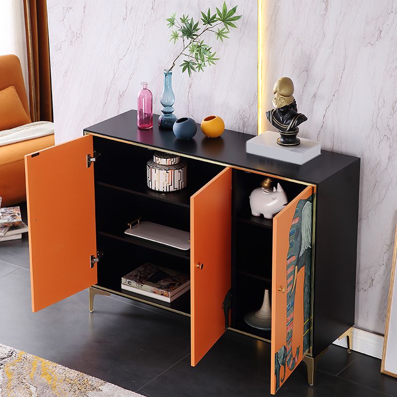 47.5"L Glam Engineered Wood Credenza Orange Cabinets Dining Server for Living Room Clearhalo 'buffet_sideboard' 'Buffets & Sideboards' 'furn' 'furn_buffet_sideboard' 'Furniture' 'Kitchen & Dining Furniture' 1200x1200_0709e053-58a5-4199-b4ac-4eef3f13f327