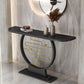 Contemporary Stone Console Sofa Table Half Moon Iron End Table for Hall