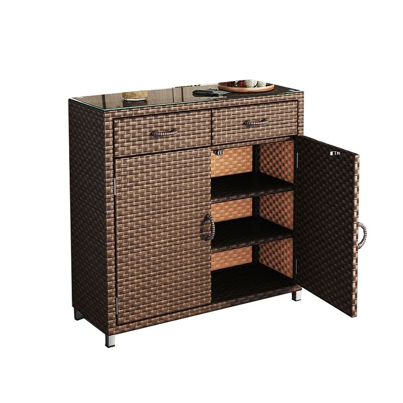 Modern Storage Cabinet Wicker&Rattan Side Cabinet With Doors Clearhalo 'Cabinets & Chests' 'cabinets_chests' 'furn' 'furn_cabinets_chests' 'Furniture' 'Living Room Furniture' 1200x1200_070aa034-a6e4-4b9b-9c90-3a17ea411892
