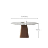 Mesa de comedor blanca de piedra moderna muebles redondos con base de pedestal de madera maciza