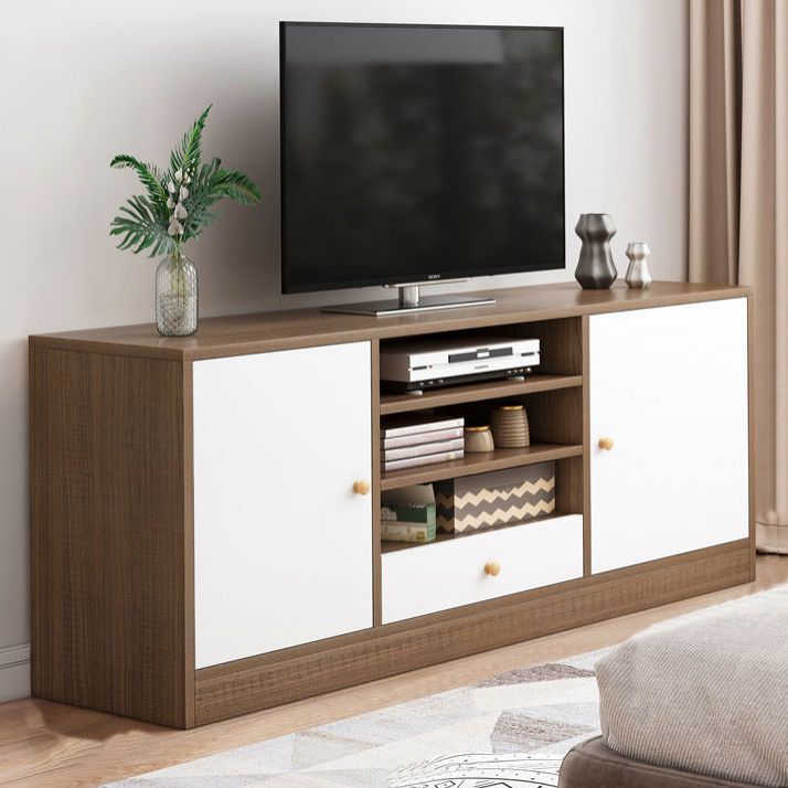 12 "D Consolet de télévision en bois moderne Console ouverte Stand de télévision avec tiroirs et portes