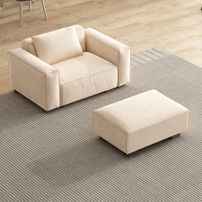 Velvet  Square Arm Sofa Modern Sofa with Pillows in White 37.40"   W