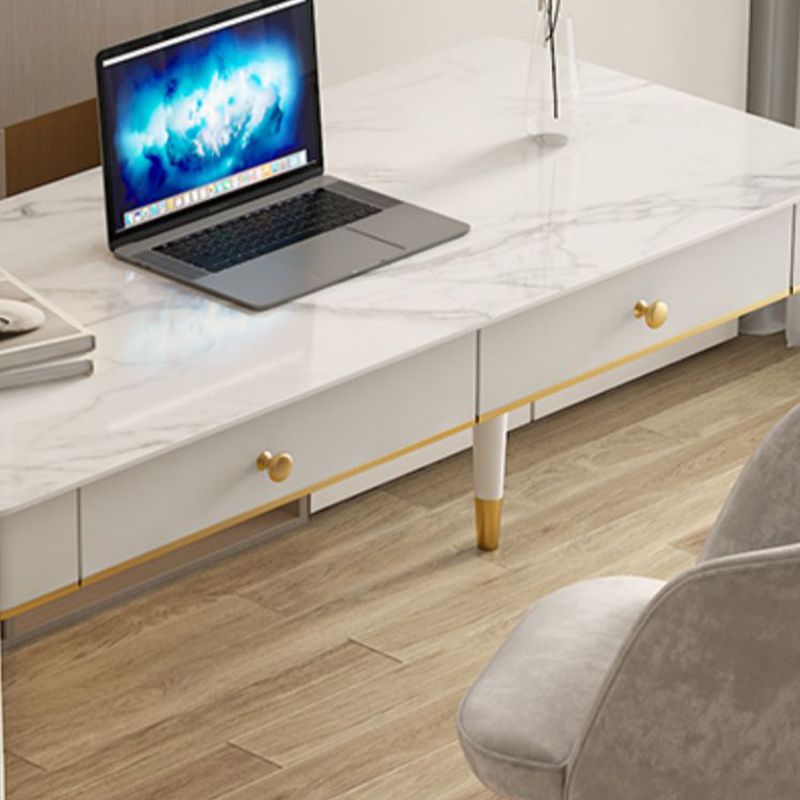 Rechteckiger zeitgenössischer Schreibtisch Stein Büro -Schreibtisch mit 1/2 Schubladen