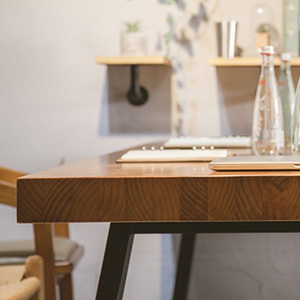 Rectangle Double Pedestal Table Industrial Solid Wood Kitchen Desk Clearhalo 'Dining Tables & Seating' 'Dining Tables' 'dining_table' 'furn' 'furn_dining_table' 'Furniture' 'Kitchen & Dining Furniture' 1200x1200_070e727f-61c1-42b8-9ff5-c619ea7af4ef