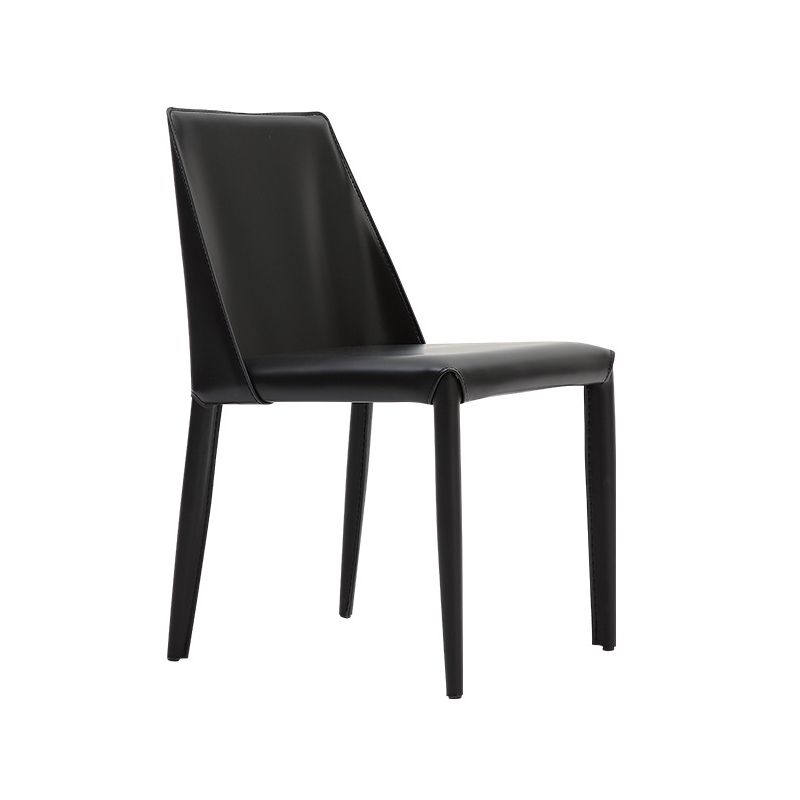 Contemporary Style Leather Dining Chairs Solid Back Armless Chairs for Home Use (Set of 2) Clearhalo ' kitchen&dining_furn' 'Dining Chairs' 'Dining Tables & Seating' 'dining_chair' 'furn' 'furn_dining_chair' 'Furniture' 'furniture_dining_chair' 'Kitchen & Dining Furniture' 'kitchen' 1200x1200_070eb935-ae9d-414e-9ab7-90380fce7d6f