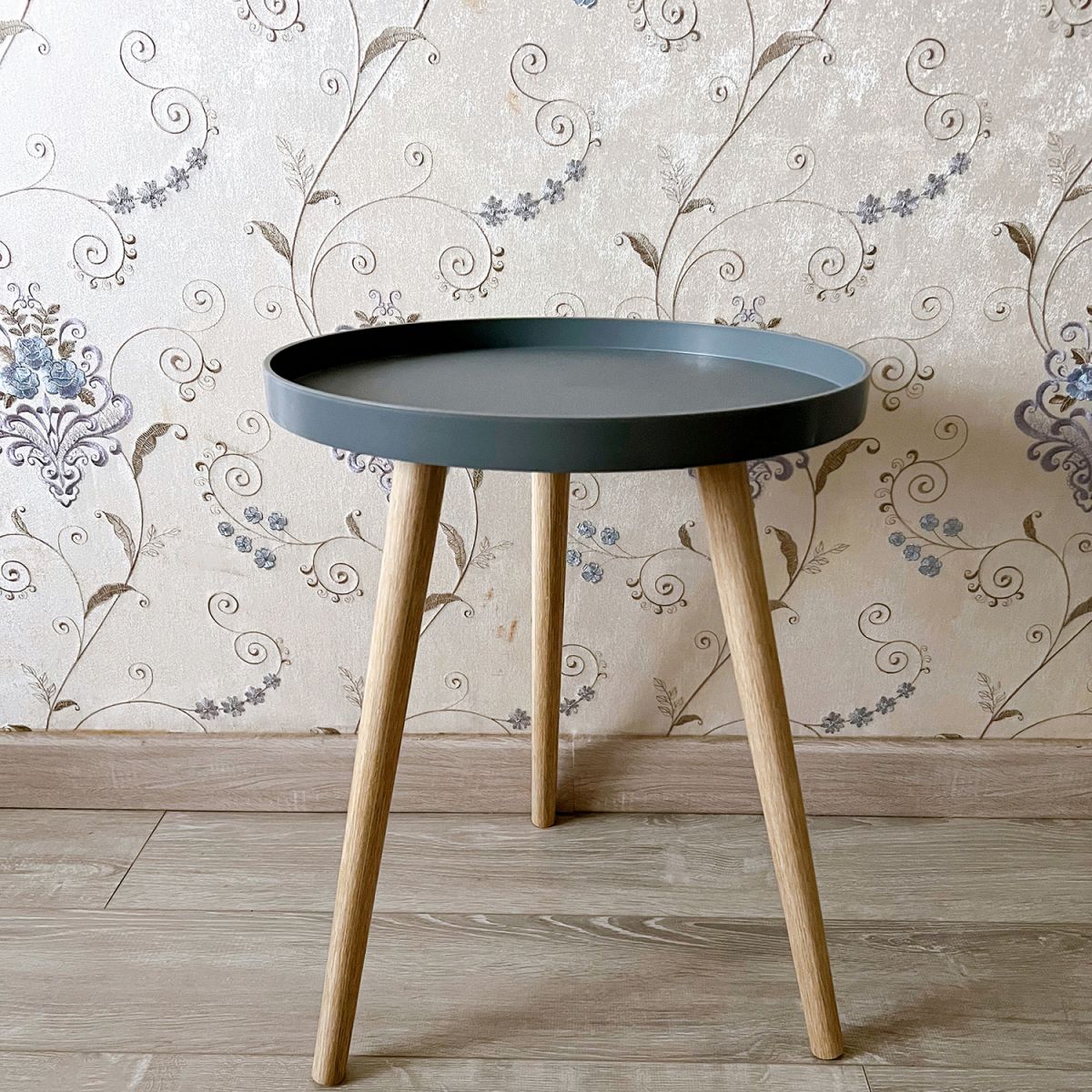 11.75 inch Wide Scandinavian Sofa Side Accent Table Tri Pin Round Side End Table