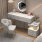 Mirrored Stone Top Makeup Vanity Desk White/Gray Dressing Table