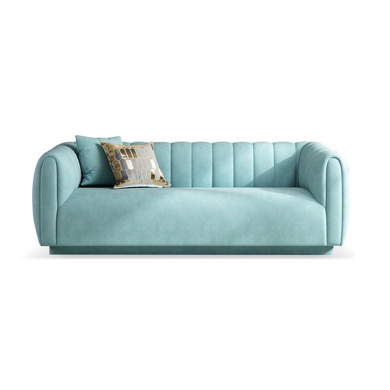 Nordic Sewn Pillow Back Sofa 31.5" High Velvet Tuxedo Arm Sofa Clearhalo 'furn' 'furn_sofas' 'Furniture' 'furniture_sofas' 'kitchen' 'kitchen_sofas' 'Living Room Furniture' 'Sofa' 'sofas' 1200x1200_07107ae4-3c54-4bf2-aedc-bc9d36b4c275