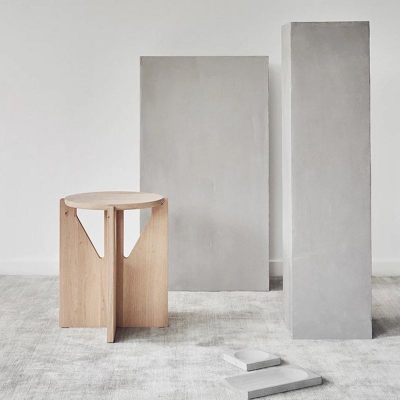 Mesa de centro de madera maciza Mesa de centro o auxiliar redonda contemporánea en negro y natural