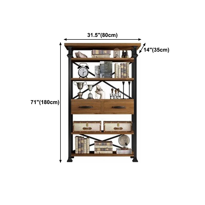 Solid Wood Bookshelf Industrial Style Open Back Bookcase for Home Office Clearhalo 'Bookcases' 'furn' 'furn_bookcases' 'Furniture' 'furniture_bookcases' 'Office Furniture' 1200x1200_07112f31-8974-4c9a-bc17-4416a4a43e6e