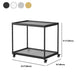 21.6" Tall Modern Rectangular Glass Top Side Table Iron Frame End Table with Shelf