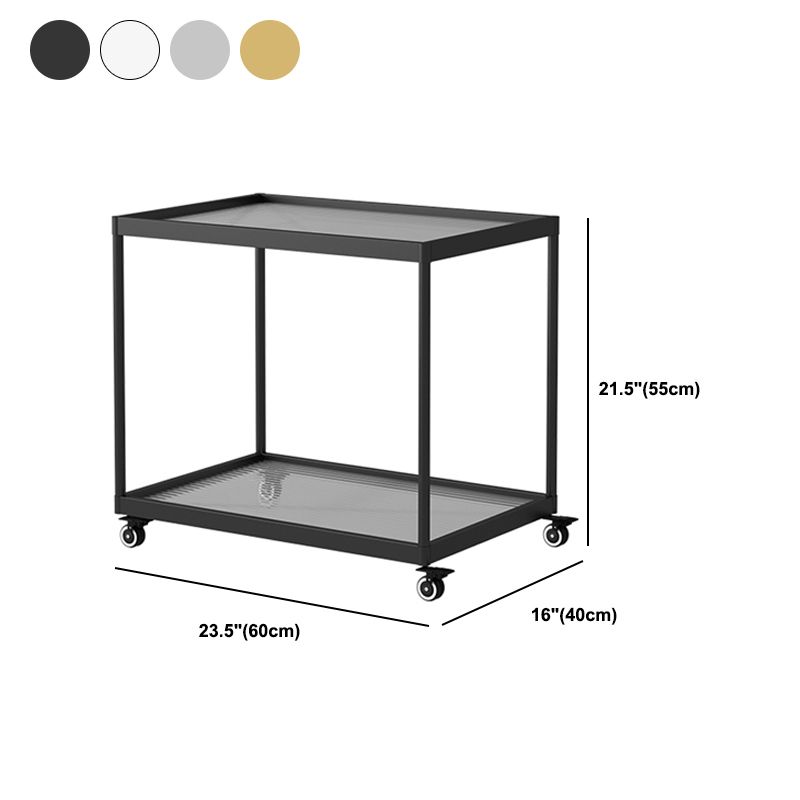 21.6" Tall Modern Rectangular Glass Top Side Table Iron Frame End Table with Shelf