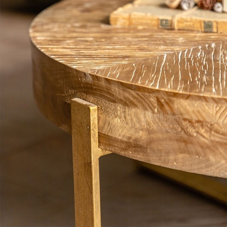 Distressed Wood Round Coffee Table French Country Style 1 Single Cocktail Table