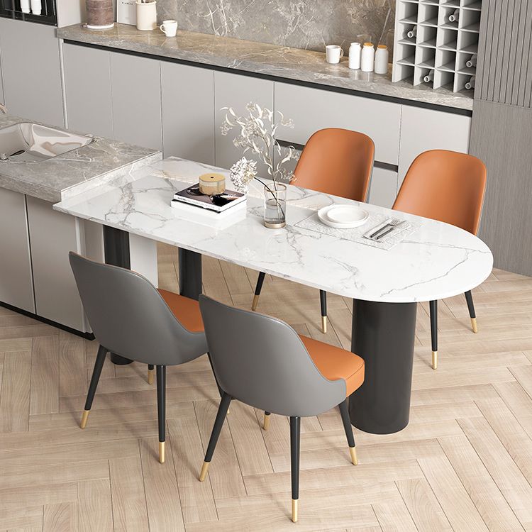 Mesa blanca de piedra sinterizada de forma libre para mesa de lujo de restaurante con 3 patas negras