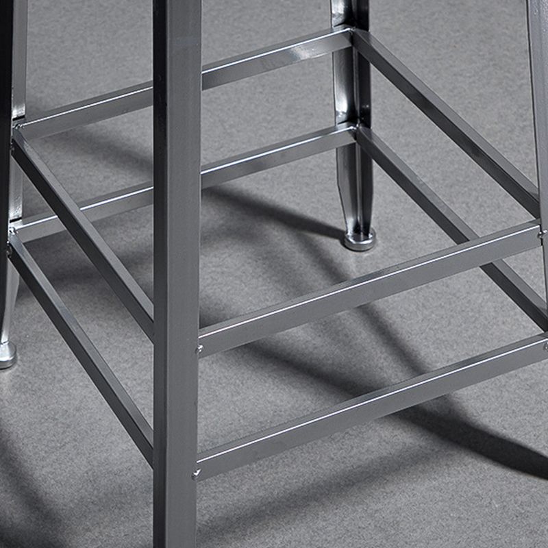 Industrial Square Iron Bar Stool Silver Footrest Bristol Stool Clearhalo 'Bar Furniture' 'Bar Stools' 'bar_stools' 'furn' 'furn_bar_stools' 'Furniture' 'Kitchen & Dining Furniture' 1200x1200_0715d905-f013-4bf3-b937-bcfdc2ba9dfa