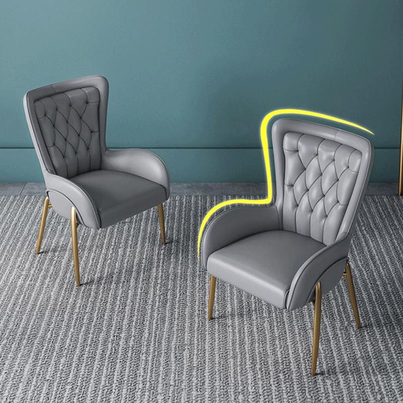 Glam Upholstered Chair Leather Arm Dining Chair with Gold Legs Clearhalo 'Dining Chairs' 'Dining Tables & Seating' 'dining_chair' 'furn' 'furn_dining_chair' 'Furniture' 'Kitchen & Dining Furniture' 1200x1200_071649dd-7366-4cda-a50e-bd027ff37e2e