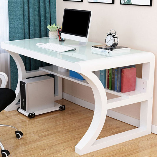 Bureau de bureau en verre moderne 29,53 "de haut 1 bureau de bureau d'étagère