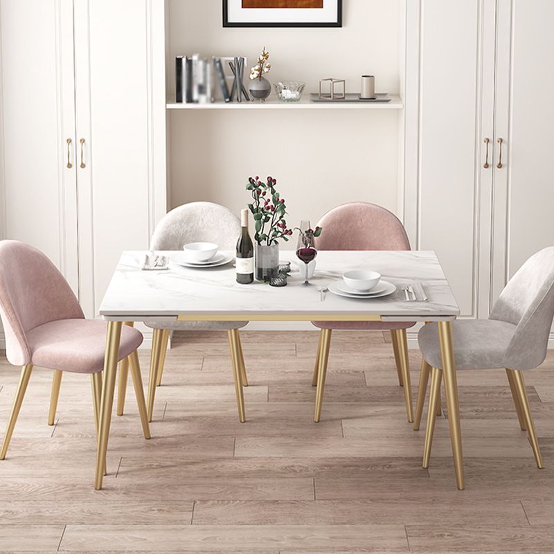 Rectangle Golden Base Dining Table Glam Stone 4 Legs Dining Table Clearhalo 'Dining Tables & Seating' 'Dining Tables' 'dining_table' 'furn' 'furn_dining_table' 'Furniture' 'Kitchen & Dining Furniture' 1200x1200_07173c5a-aa31-4199-941d-f2eb74376003