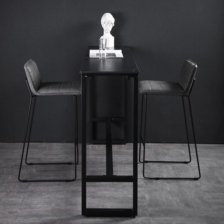 Modern Rectangle Footrest Event and Cocktail Table Black Slate Patio Bar Table Clearhalo 'Bar Furniture' 'Bar Tables' 'bar_tables' 'furn' 'furn_bar_tables' 'Furniture' 'furniture_bar_tables' 'Kitchen & Dining Furniture' 'kitchen&dining_furn' 'kitchen' 1200x1200_07188b23-4a3a-48c5-be43-4f5e5785aafb