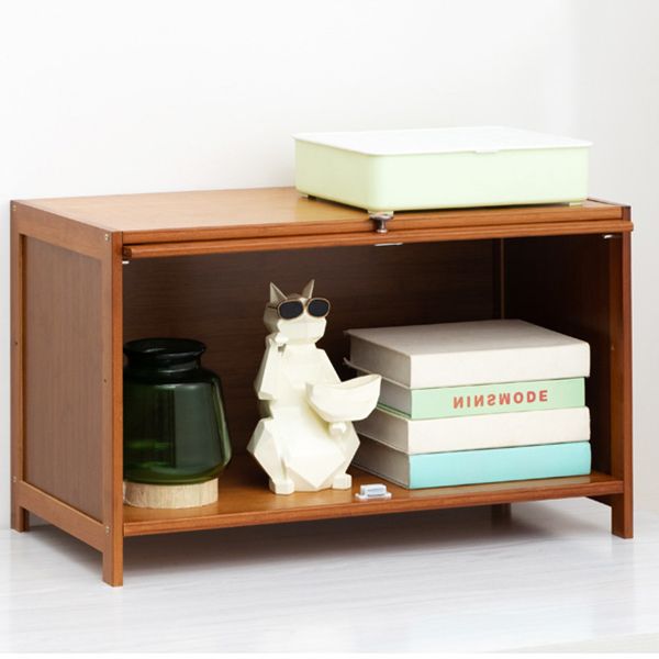 Brown Shelf Bookcase Door Standard Wood Bookcase for Home Office