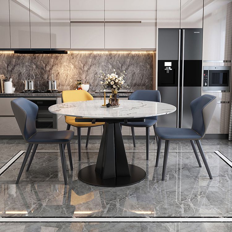 Simplicity Round Dining Table Marble Table with Black Pedestal Base Clearhalo ' dining_table' 'Dining Tables & Seating' 'Dining Tables' 'furn' 'furn_dining_table' 'Furniture' 'furniture_dining_table' 'Kitchen & Dining Furniture' 'kitchen&dining_furn' 'kitchen' 'kitchen_dining_table' 1200x1200_071ca259-fed7-4265-a882-82e59b94f56a