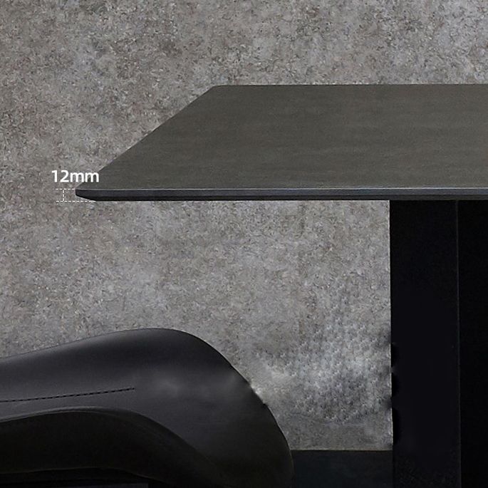 Industrial Rectangle Table Sintered Stone Table with Metal Legs for Home Clearhalo 'Dining Tables & Seating' 'Dining Tables' 'dining_table' 'furn' 'furn_dining_table' 'Furniture' 'Kitchen & Dining Furniture' 1200x1200_071d61de-4d76-49c9-b7d8-43be6795462c