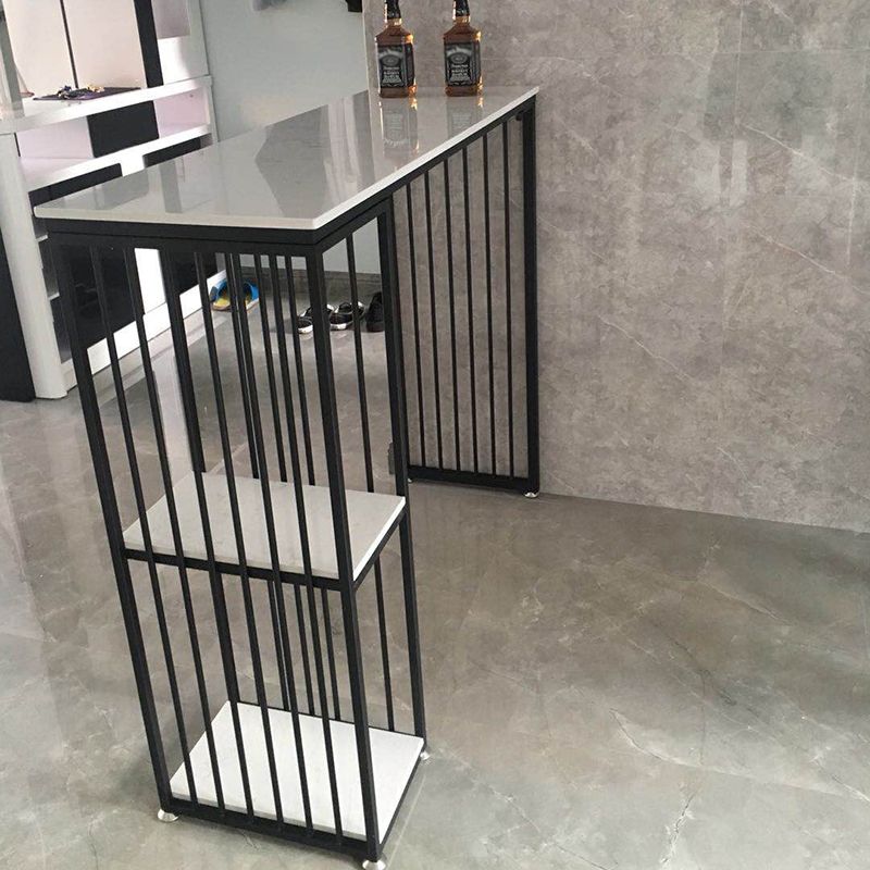 Modern White Marble Table with Rectangle Table Top Sled Table - 42" H Clearhalo 'Bar Furniture' 'Bar Tables' 'bar_tables' 'furn' 'furn_bar_tables' 'Furniture' 'furniture_bar_tables' 'Kitchen & Dining Furniture' 1200x1200_071eaa8e-b521-4587-a57b-8a2e19e39fd7